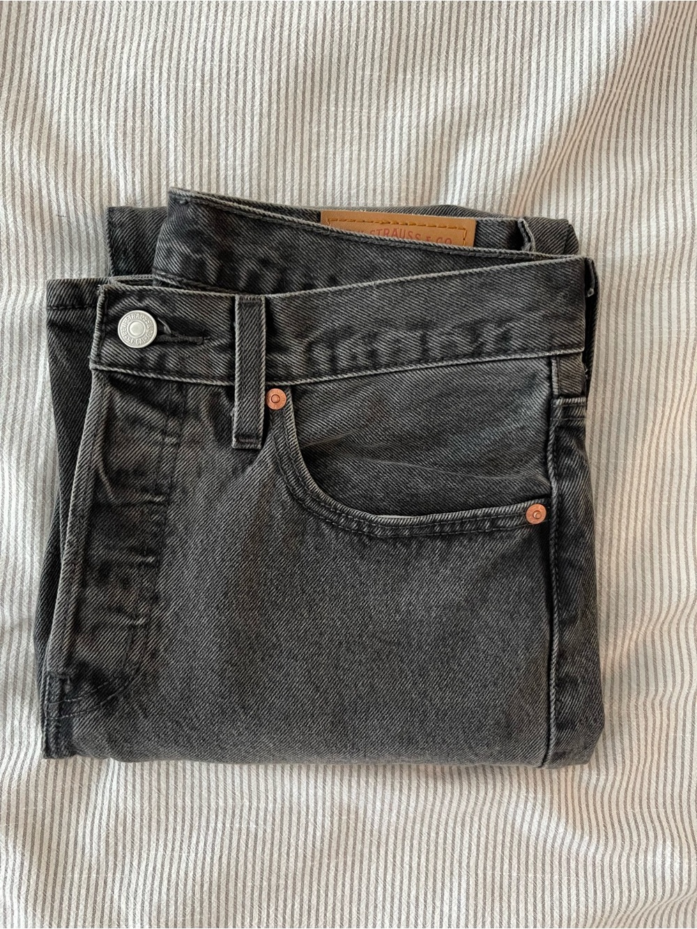 Levi's Black Washed Slim Straight 501 Jeans W27 L30